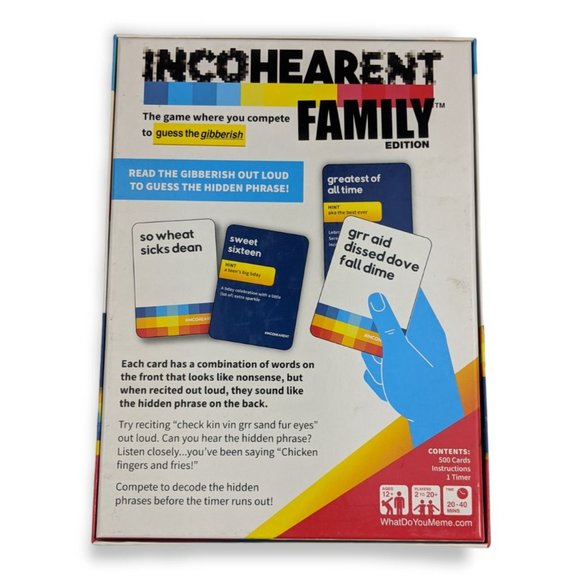 What Do You Meme Incohearent Family Edition Party Game Ages 12+ - Picture 2 of 8